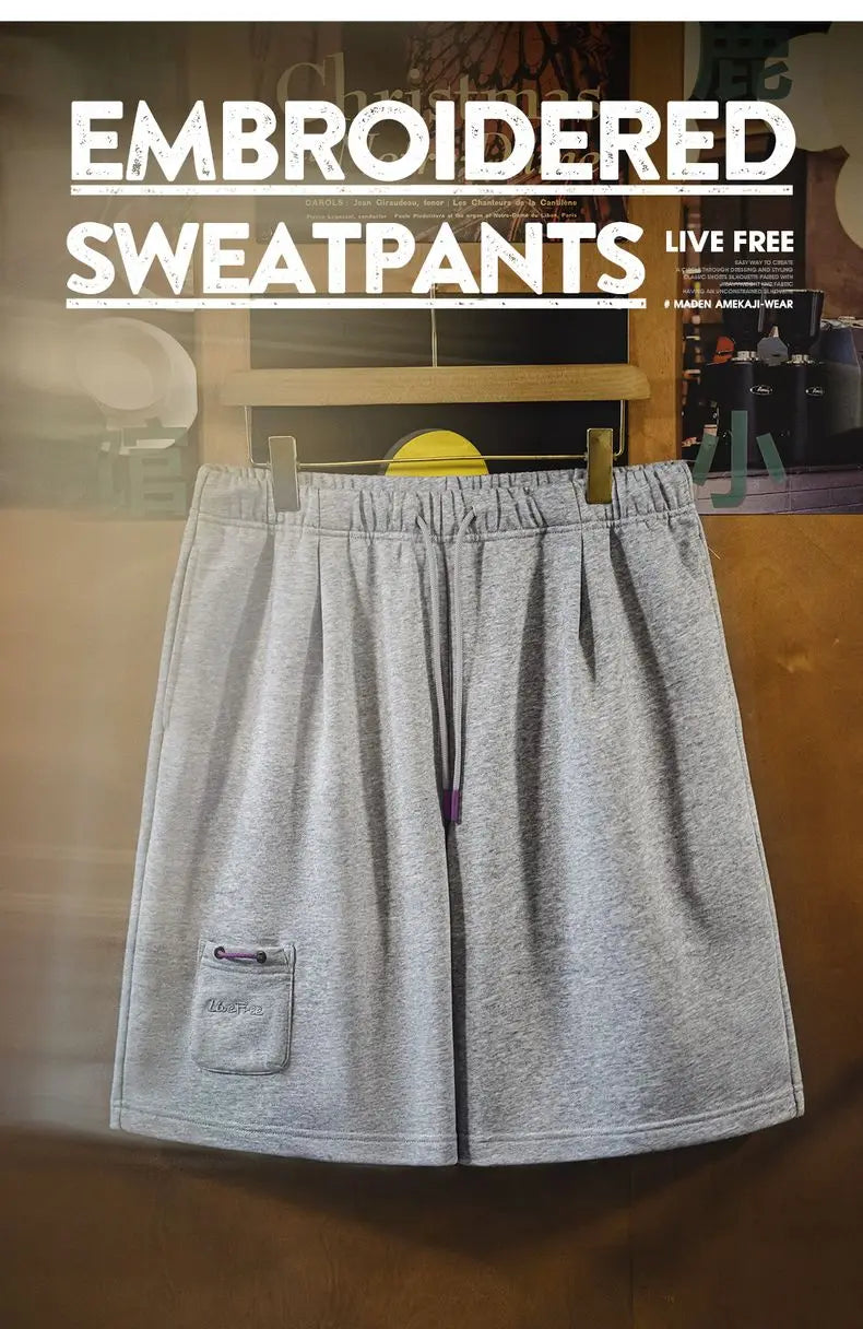 Herren Jogger-Shorts aus atmungsaktivem Material mit elastischer Taille und lockerer Passform