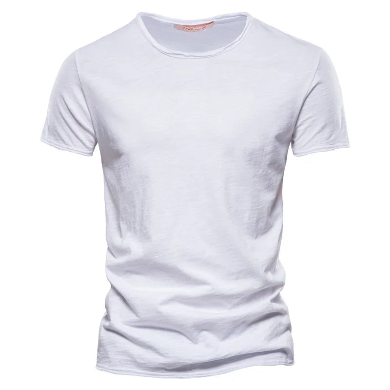 Herren-T-Shirt, kurzarm, Rundhalsausschnitt, weiß, Slim Fit, einfarbig