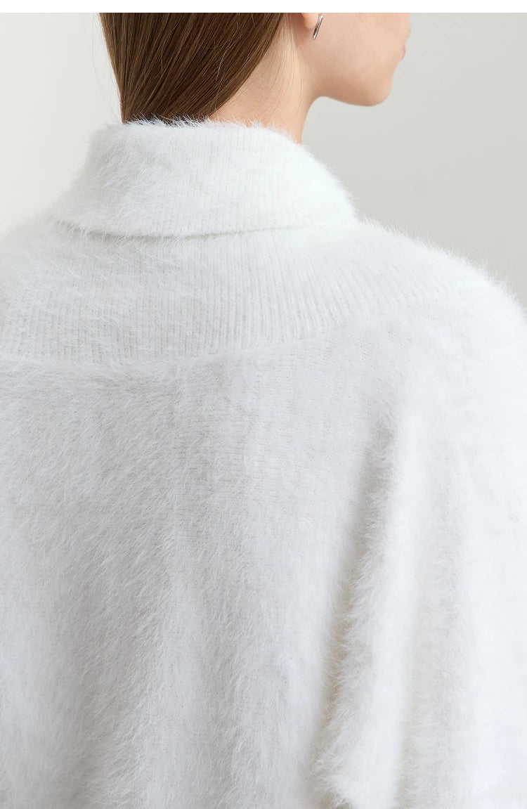 Damen-Rollkragenpullover locker Fledermausärmel Winter