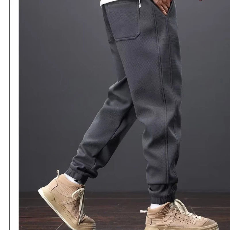 Lange Herren-Sporthose im koreanischen Stil – vielseitige, gerade geschnittene Freizeithose mit lockerer Passform und Kordelzug für junge Leute