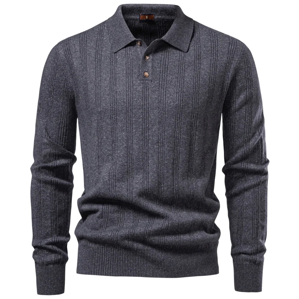 Herren Strickpoloshirt Aus Kunstkaschmir Komfort Elegant
