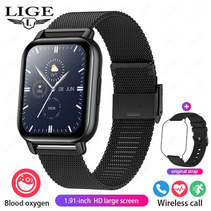 LIGE 2024 Neue Mode Smartwatch Männer 1,91 "HD Bildschirm Bluetooth Anruf Herzfrequenz Blutdruck Schlaf Überwachung Smart Uhr frauen