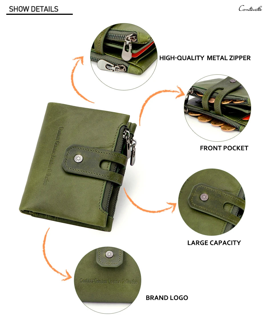 Damen Echtleder Geldbörse Bifold Vintage Kartenhalter Münzfach Geldclip