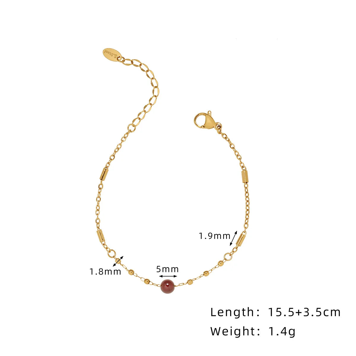 Damen-Armband mit Granat-Naturstein und Edelstahl