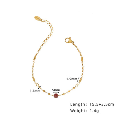 Damen-Armband mit Granat-Naturstein und Edelstahl