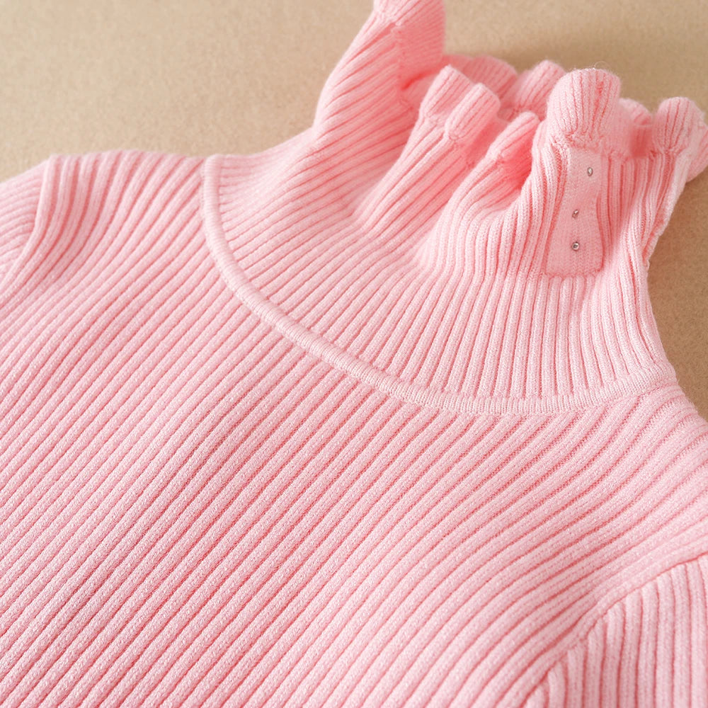Mädchen Pullover 2024 Neue Winter Kinder Kleidung Kinder Tops Warme Strickwaren Kinder Pullover Baby Mädchen Rollkragen Pullover