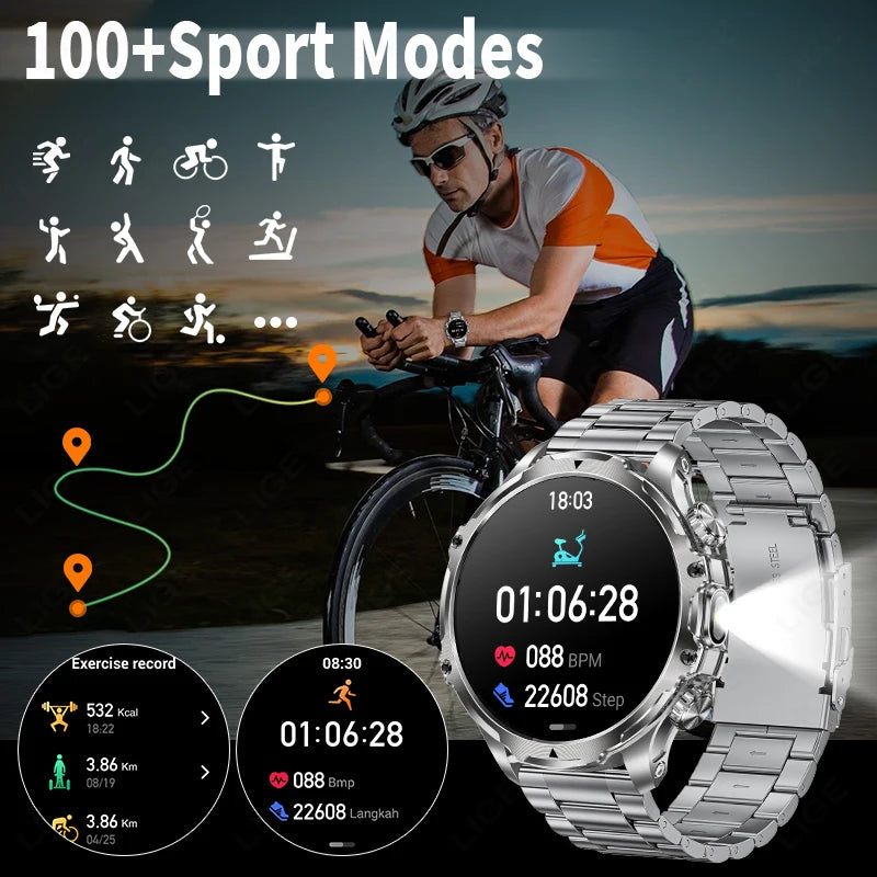 Herren Outdoor Smartwatch mit 1,9 Zoll Display und wasserdichter Funktion