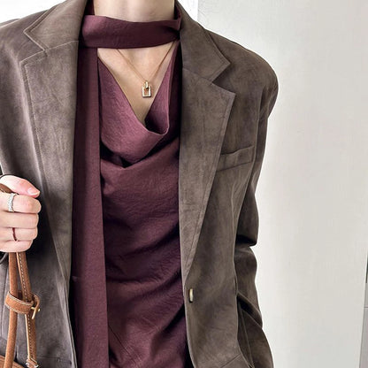 Elegante Damenjacke mit Reverskragen und langen Ärmeln – Patchwork-Design und Taschen für einen luxuriösen Look