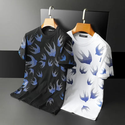 Herren T-Shirt mit Retro-Diamantdruck für Sommer und Freizeitaktivitäten