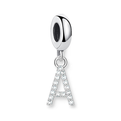 Buchstaben-Anhänger A aus 925er Sterling-Silber mit weiß funkelnden Steinen