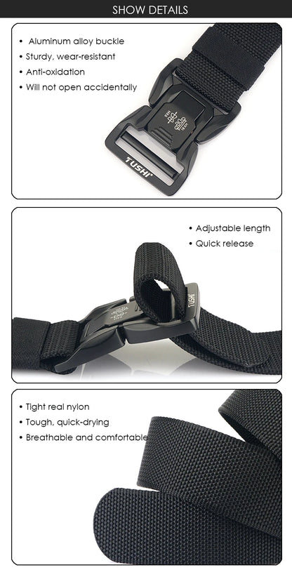 VATLTY New 4.3cm Tactical Outdoor Belt Tight Nylon Aluminum Buckle Quick Release Men's Military Belt Casual Wide Waistband Male
