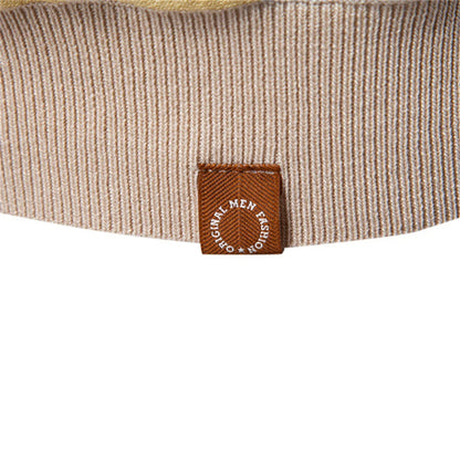 Herrenpoloshirt-Bund mit Markenlabel am Saum, beiger Stoff mit Label