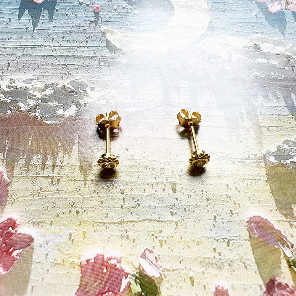 Damen-Ohrstecker Sonnenblume gold Vintage 925 Sterlingsilber