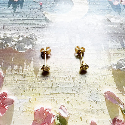 Damen-Ohrstecker Sonnenblume gold Vintage 925 Sterlingsilber