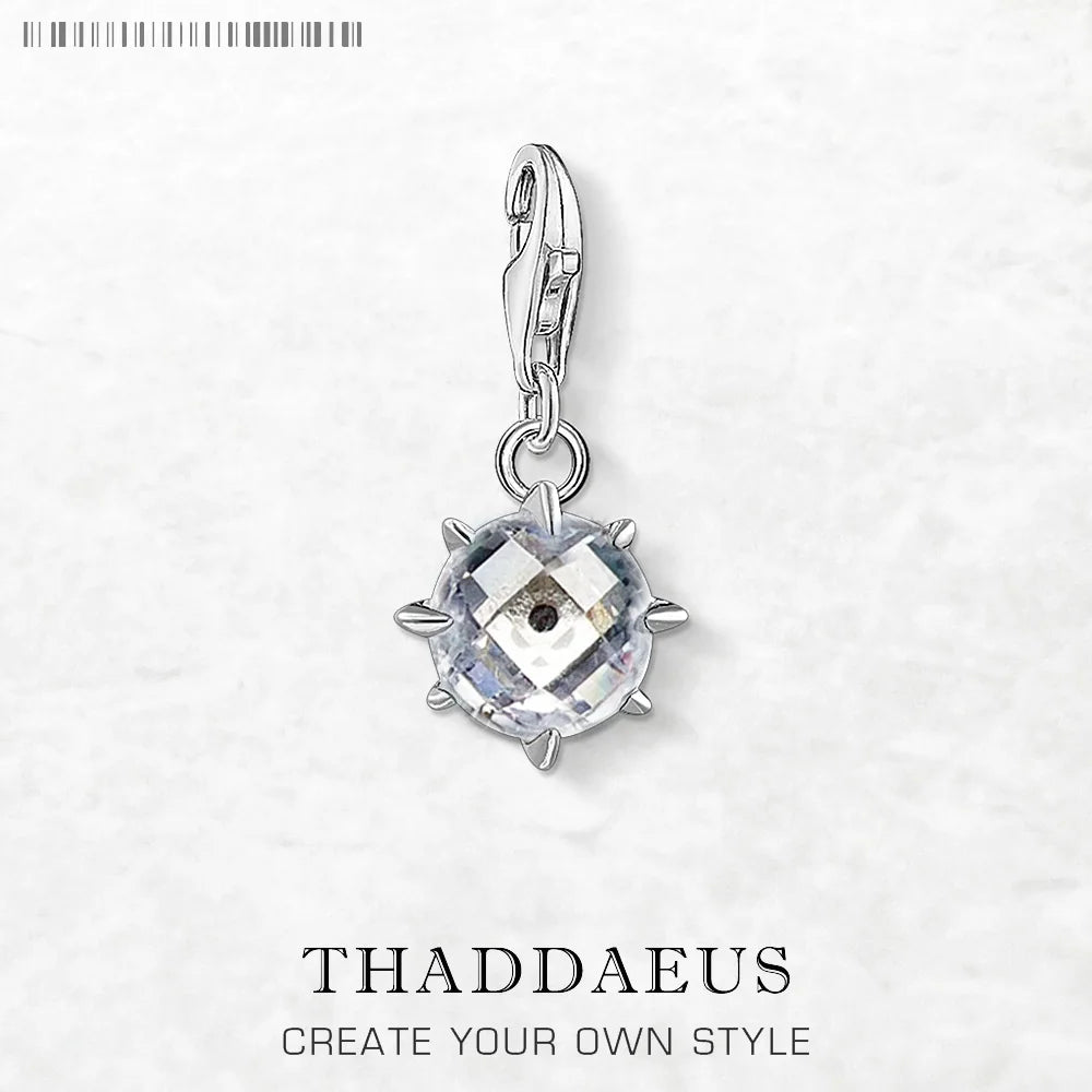 Damen-Charm-Anhänger weißer Stein Glück aus Sterlingsilber