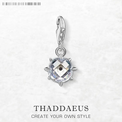 Damen-Charm-Anhänger weißer Stein Glück aus Sterlingsilber