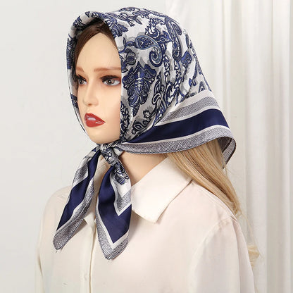 Damen Seidenschal Haarband Frühling Blumen Bandana Halstuch Kopfband elegant B