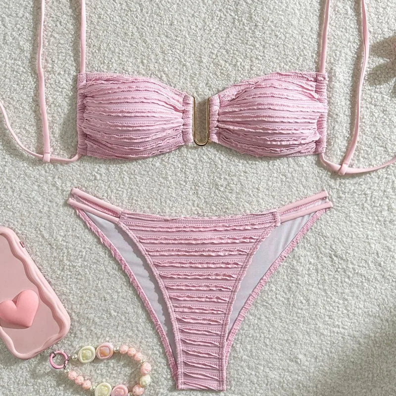 Gestreifter Bikini-Set für Damen – Sexy Bademode im brasilianischen Stil für Strand und Pool