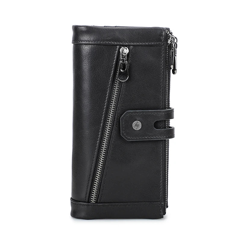 Damen Echtleder Lange Geldbörse Vintage Clutch Reißverschluss Handytasche Kartenhalter