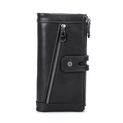 Damen Echtleder Lange Geldbörse Vintage Clutch Reißverschluss Handytasche Kartenhalter