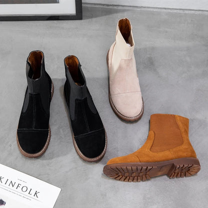 AIYUQI Women Chelsea Boots 2025 Autumn Winter New British Style Fashion Marton Boots Women Suede Slip-on Ankle Boots Women