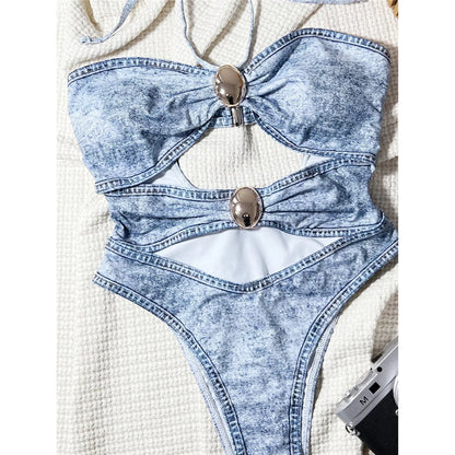 Damen-Badeanzug aus Denim