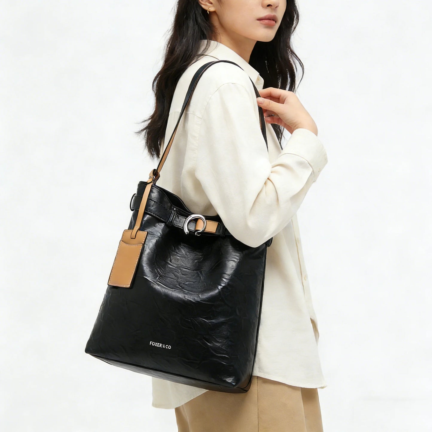 Damen Schultertasche Vintage Split-Leder mit großer Kapazität