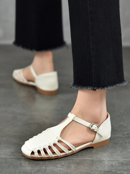 AIYUQI Damen-Sandalen, Sommer 2022, neue handgewebte römische Sandalen, weiblich, große Größe, rutschfeste Schweinekäfig-Schuhe für Damen