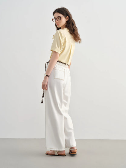 Kurzärmeliges Patchwork-T-Shirt mit Kontrastfarben und Karomuster – modischer Allrounder für den Sommer.