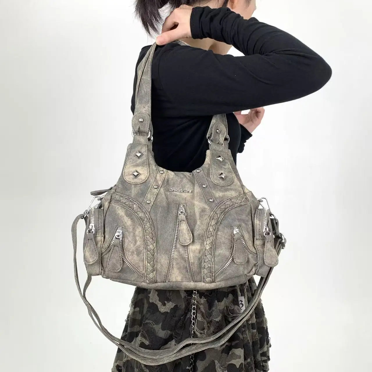 Damen-Schultertasche Kompakte Größe mit Reißverschluss Alltagsbegleiterin Leicht Praktisch