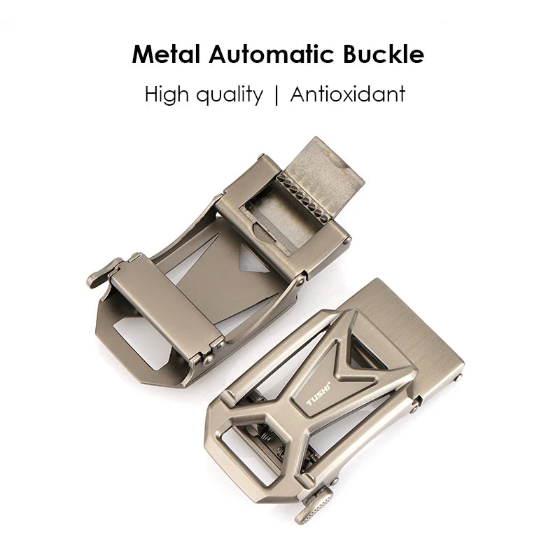 Herren-Gürtel aus Metall mit automatischer Schnalle, verstellbar 110/120 cm, robust und Alltagstauglich