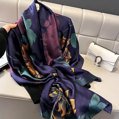 Damen Seidenschal groß Sommer Strand Hijab Turban Foulard Bandana Sonnenschutz