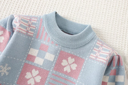 Mädchen Kleidung Set mit O-Neck Stricken Tops und Falten Röcken