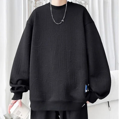 Herren Sweatshirt im Buchstaben-Jacquard mit Rundhalsausschnitt für lässige Frühlingstage
