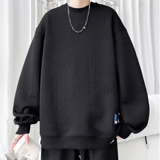Herren Sweatshirt im Buchstaben-Jacquard mit Rundhalsausschnitt für lässige Frühlingstage