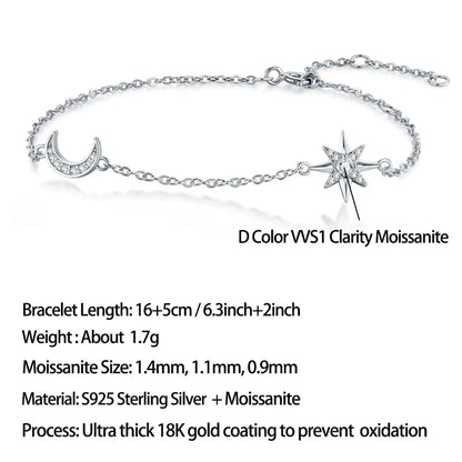 Damen-Ring Mond und Stern mit Moissanit