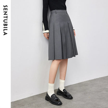 Damen Grauer Faltenrock im Adrette Stil für Frühling und Sommer