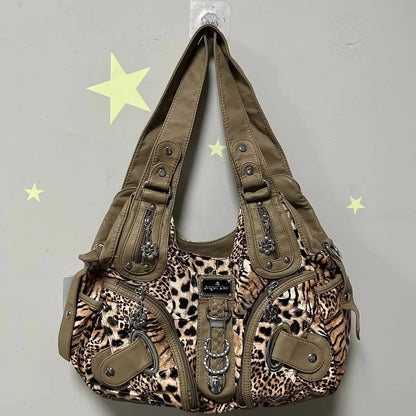 Damen-Handtasche Leopard-Print Stilvolle Schultertasche Top-Handle für den Alltag