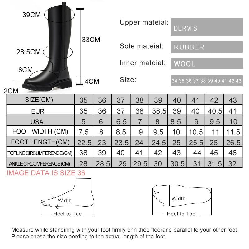 Größentabelle für Winterstiefel: Maßangaben zu Schaftlänge, Sohlenmaterial und Wolle