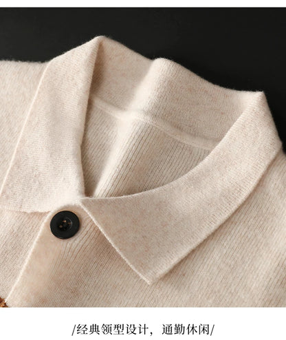 2024 neue Mode Wolle Strickjacke Mantel Top Herren Revers Business Casual Strickpullover Trend Hot Frühling und Herbst gestreift Langarm