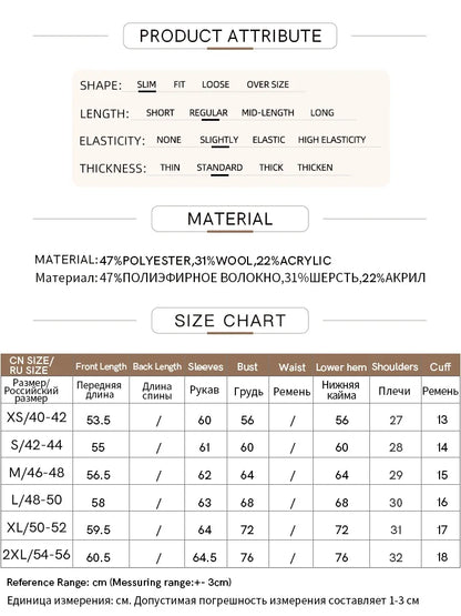 Produktattribute-Tabelle: Material 47% Polyester, 31% Wolle, 22% Acryl