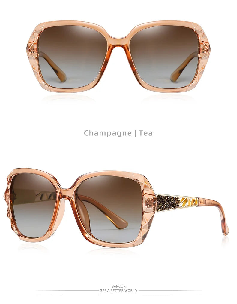 Damen-Sonnenbrille Katzenauge Polaroid Farbverlauf UV400 großer Rahmen