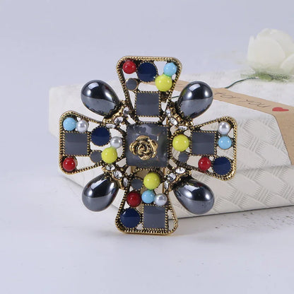 Brosche Kreuz Perle Strass Barock Vintage Luxus Hochzeit Party Damen