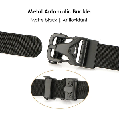Herren Gürtel Elastisch Verstellbar Blau Mit Automatik-Schnalle Nylon-Stretch Breite 3,8 cm Größe 100–120 cm