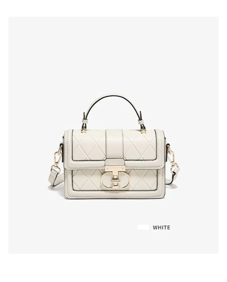 Damen Top-handle Tasche aus Split Leder mit Diamant-Gitter