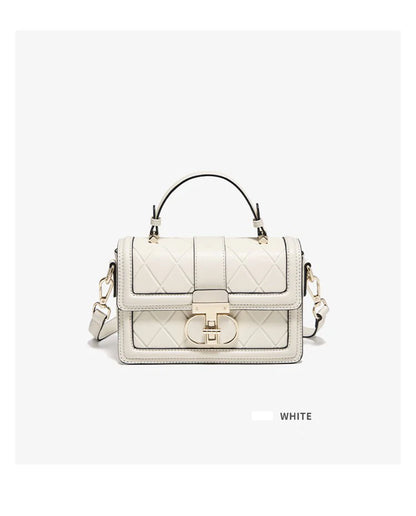 Damen Top-handle Tasche aus Split Leder mit Diamant-Gitter
