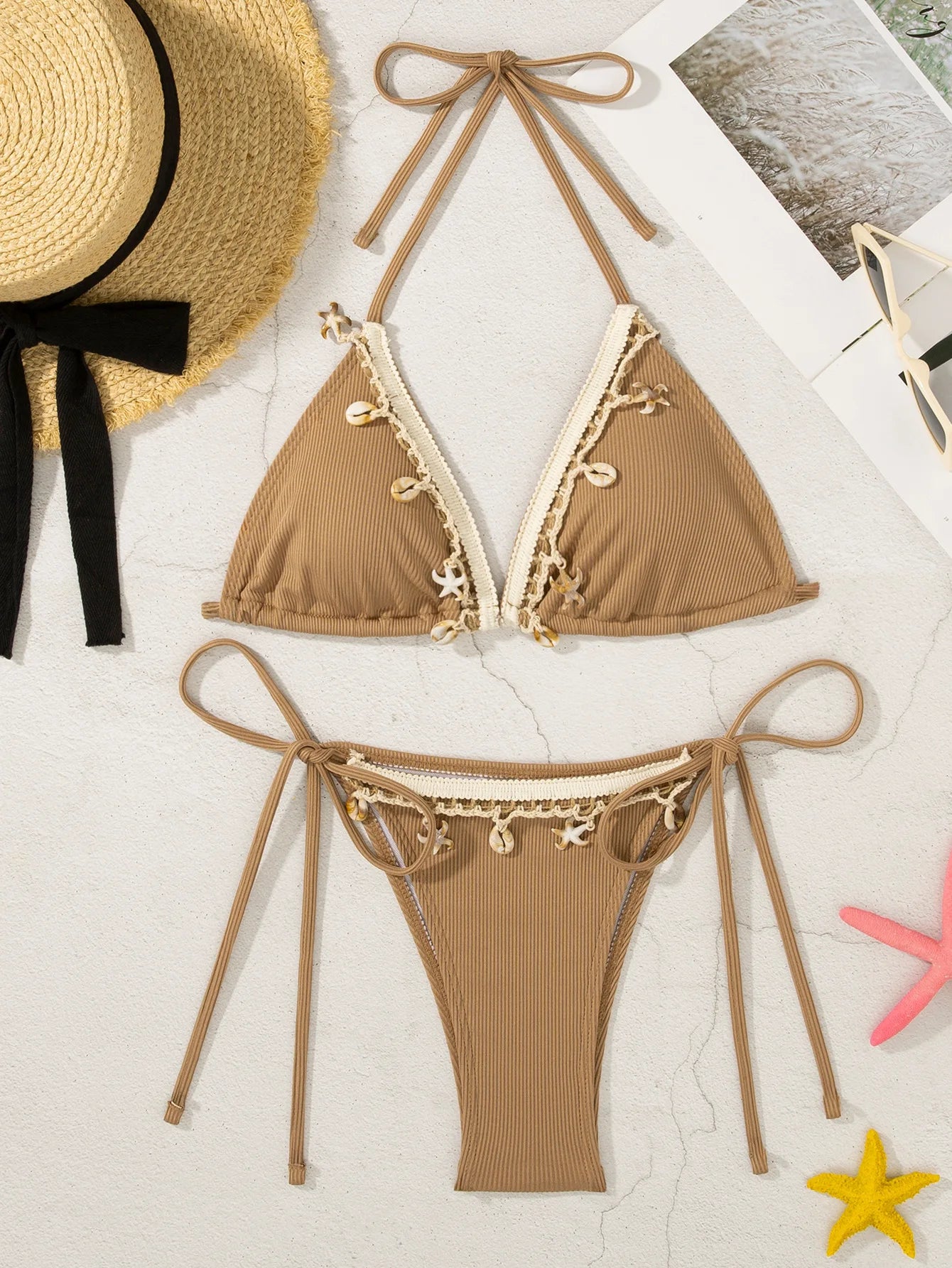 Gestreifter Push-up-Bikini für Damen – Sexy Badeanzug im brasilianischen Stil für Strand und Pool