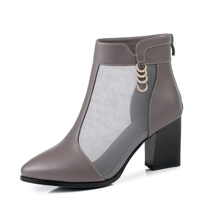 Damen Mesh Stiefel Strass High Heels Hochzeit