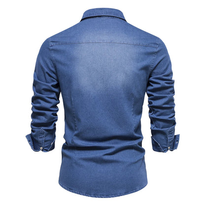 Herren Langarm Hemd aus elastischer Baumwolle im Casual Stil für Designer Kleidung