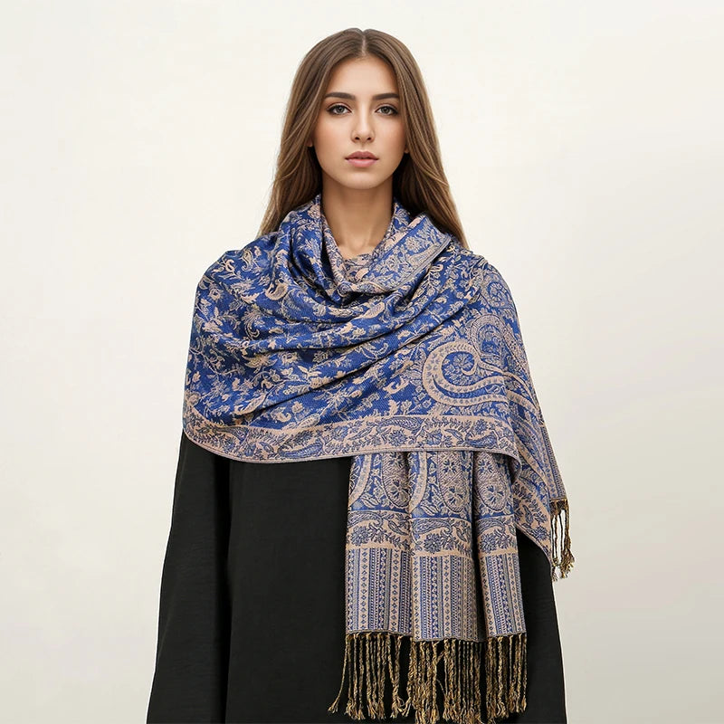 Damen Winterschal Kaschmir Jacquard Paisley lang Pashmina Bandana Foulard Luxus